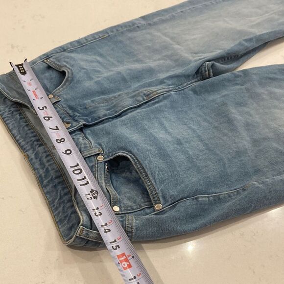 DJERF Straight Jeans Mid-Wash Blue High Rise Relaxed Fit Stretch Denim Size 30 - Picture 9 of 13